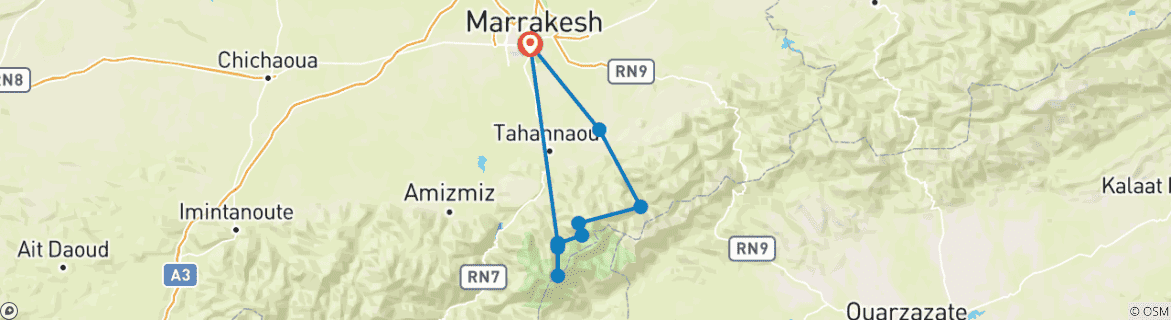 Karte mit der Reiseroute