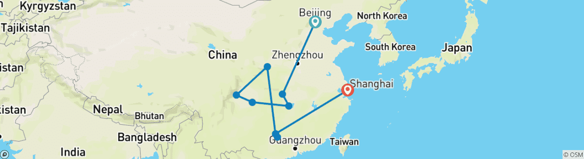 Foto van een kaart met de route van de rondreis