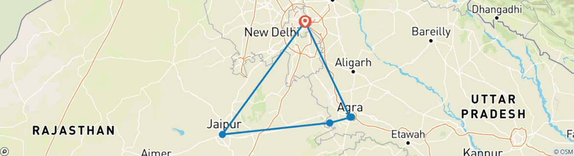 Image d'une carte montrant l'itinéraire du circuit