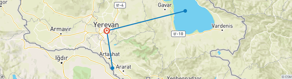 Image d'une carte montrant l'itinéraire du circuit