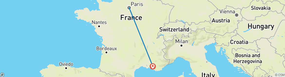 Image d'une carte montrant l'itinéraire du circuit