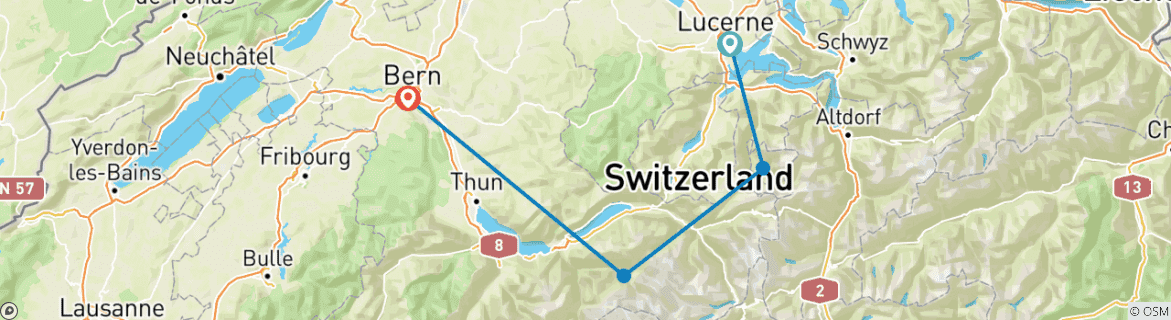 Image d'une carte montrant l'itinéraire du circuit