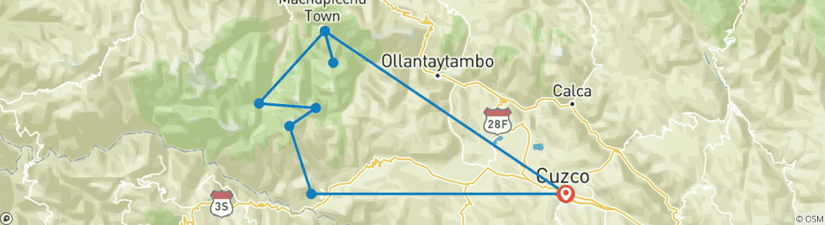 Image d'une carte montrant l'itinéraire du circuit