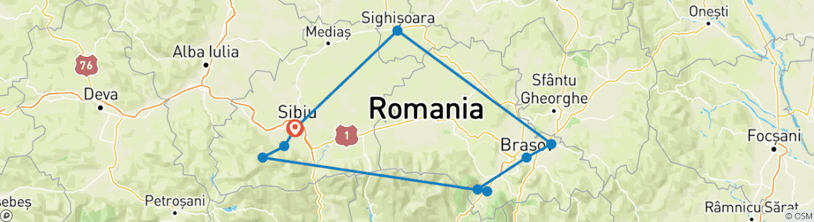 Image d'une carte montrant l'itinéraire du circuit