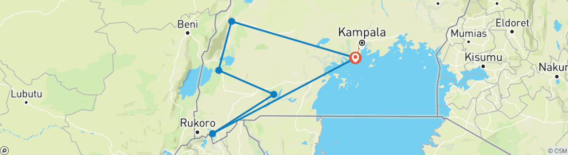 Image d'une carte montrant l'itinéraire du circuit
