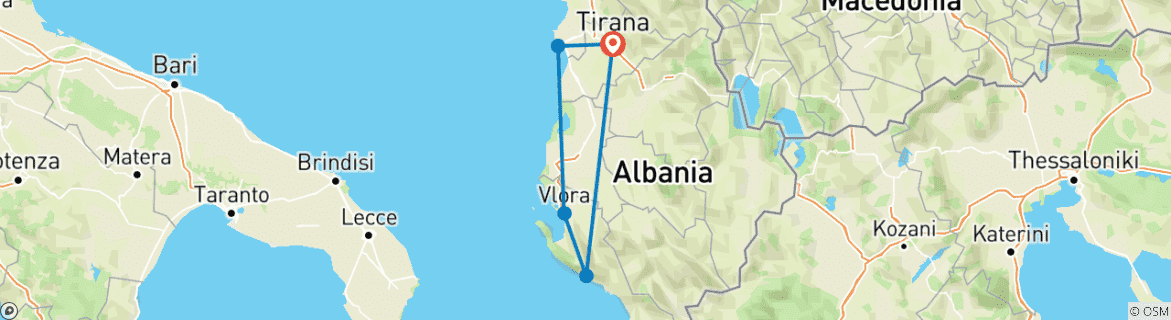 Image d'une carte montrant l'itinéraire du circuit