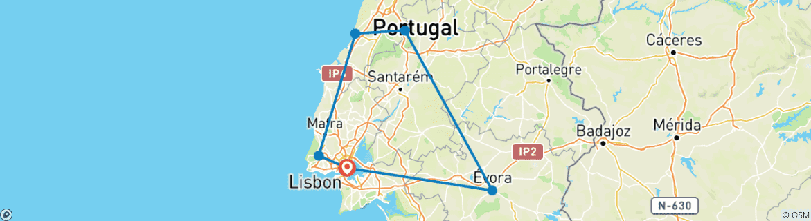 Image d'une carte montrant l'itinéraire du circuit