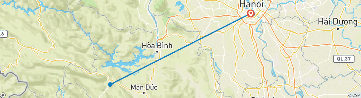 Image d'une carte montrant l'itinéraire du circuit