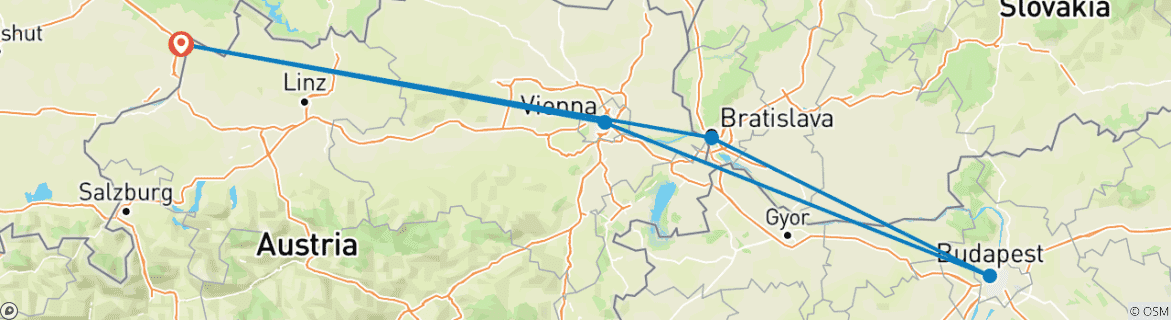 Image d'une carte montrant l'itinéraire du circuit
