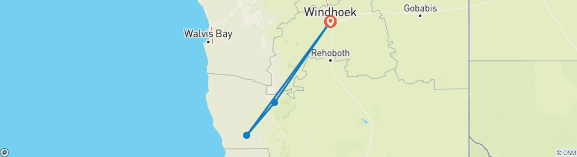 Image d'une carte montrant l'itinéraire du circuit