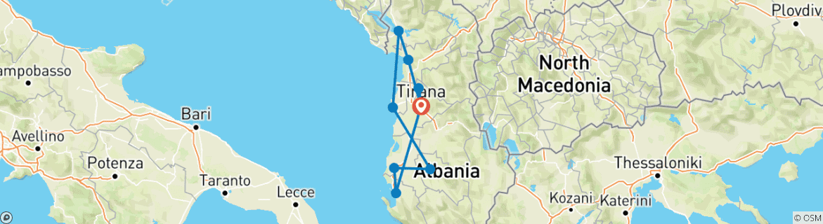 Image d'une carte montrant l'itinéraire du circuit