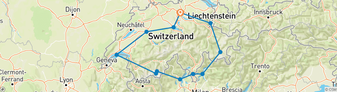 Image d'une carte montrant l'itinéraire du circuit
