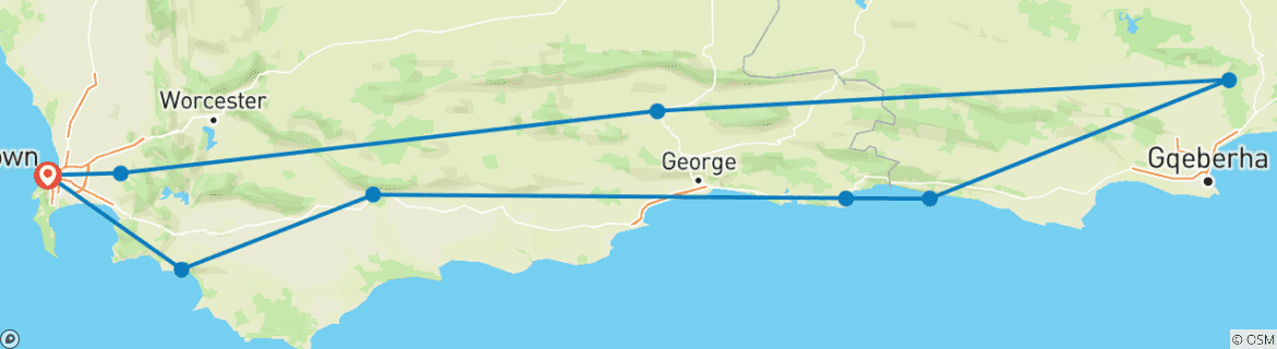 Image d'une carte montrant l'itinéraire du circuit