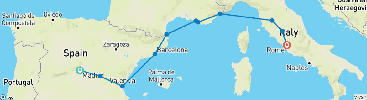 Image d'une carte montrant l'itinéraire du circuit