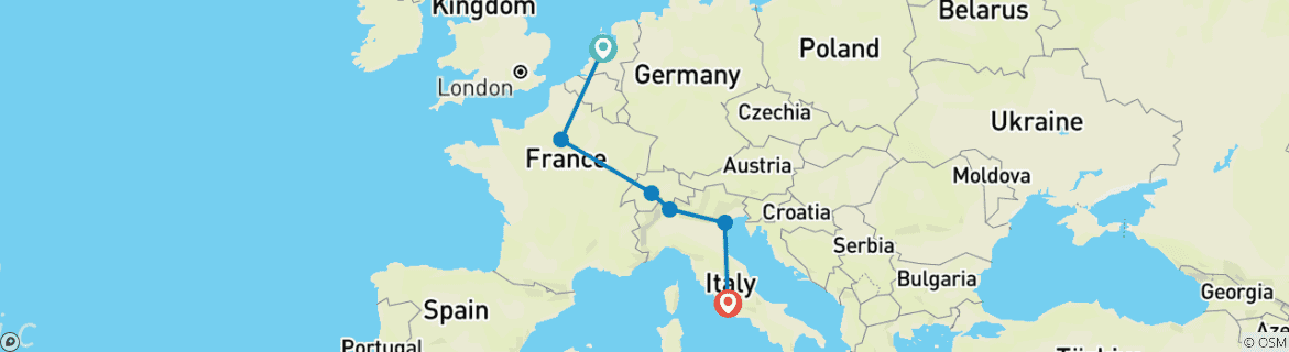 Image d'une carte montrant l'itinéraire du circuit