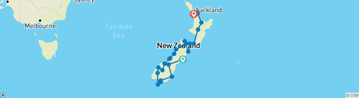 Karte mit der Reiseroute