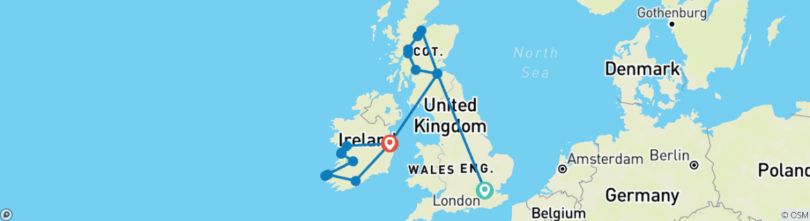 Image d'une carte montrant l'itinéraire du circuit