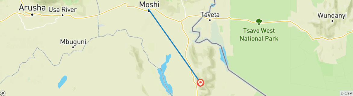 Karte mit der Reiseroute