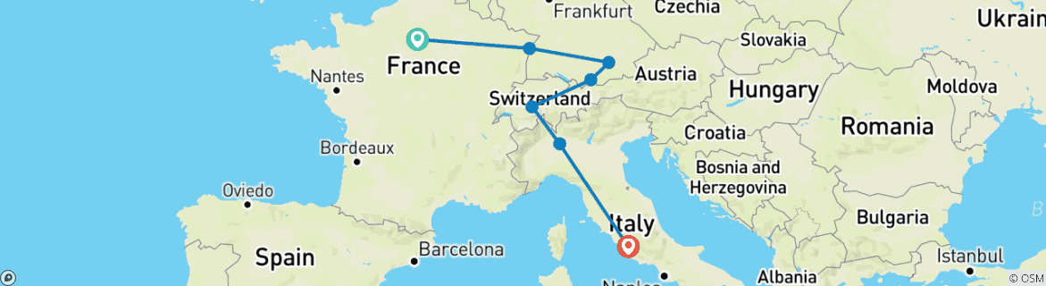 Image d'une carte montrant l'itinéraire du circuit