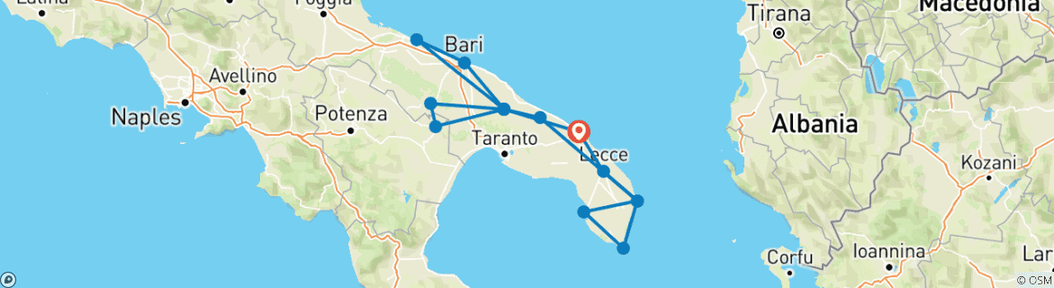 Image d'une carte montrant l'itinéraire du circuit
