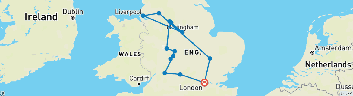 Image d'une carte montrant l'itinéraire du circuit