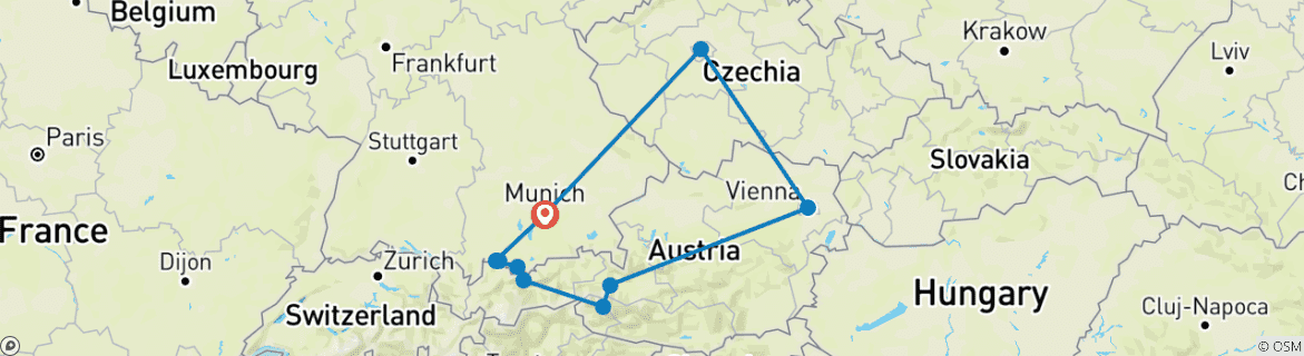 Karte mit der Reiseroute