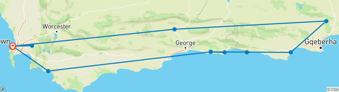 Image d'une carte montrant l'itinéraire du circuit