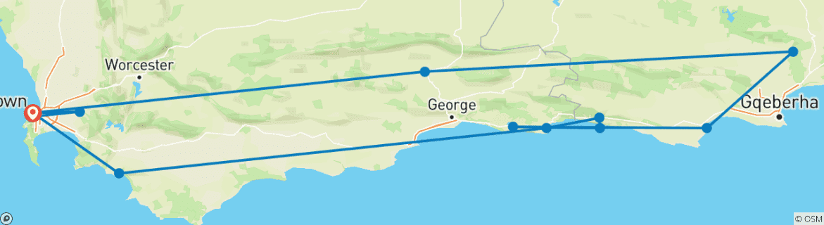 Image d'une carte montrant l'itinéraire du circuit