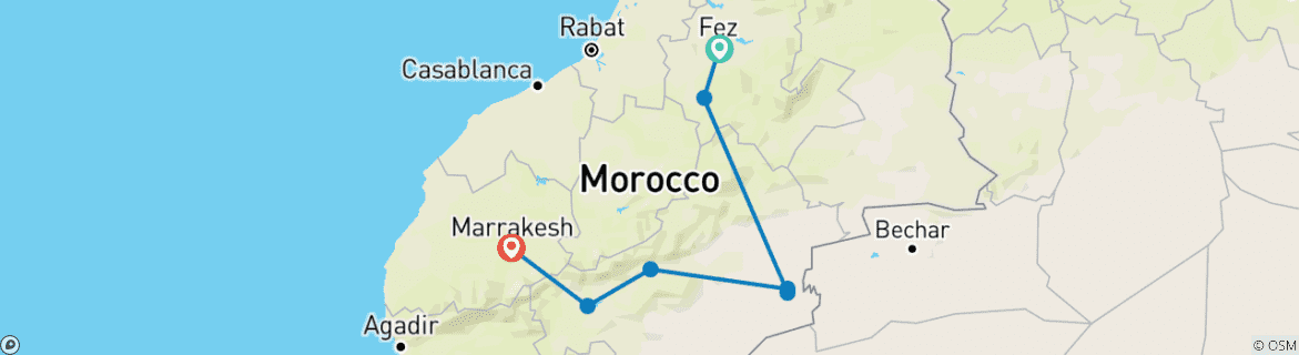 Image d'une carte montrant l'itinéraire du circuit