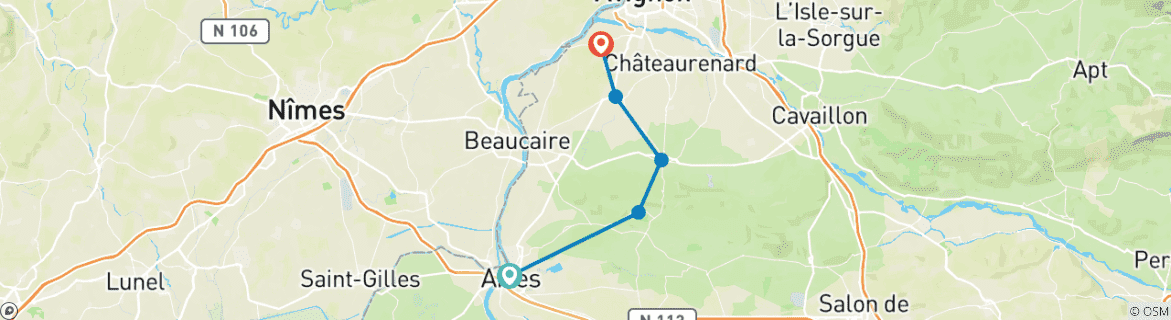 Image d'une carte montrant l'itinéraire du circuit