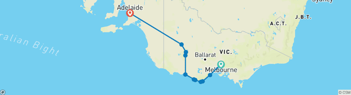 Image d'une carte montrant l'itinéraire du circuit