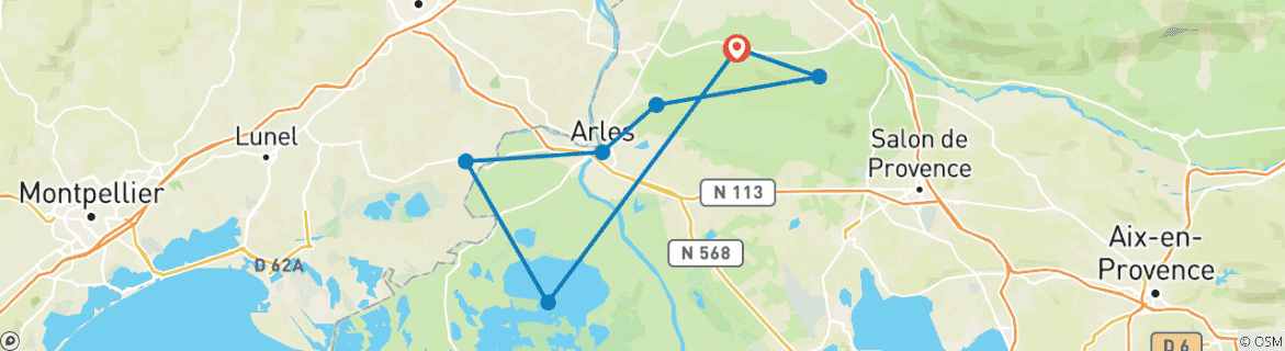 Image d'une carte montrant l'itinéraire du circuit