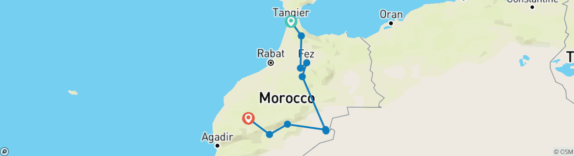 Image d'une carte montrant l'itinéraire du circuit