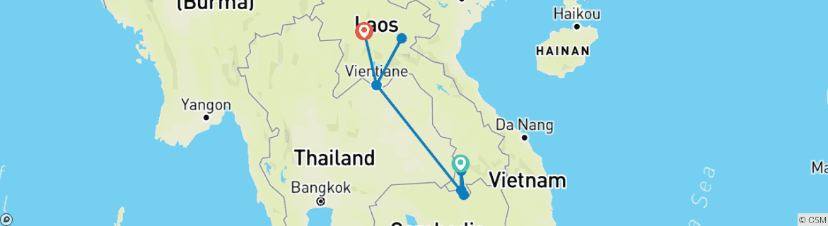 Image d'une carte montrant l'itinéraire du circuit