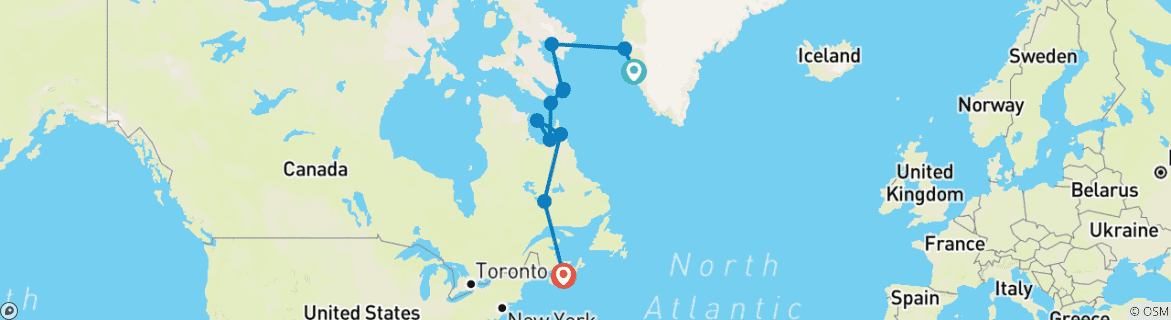 Image d'une carte montrant l'itinéraire du circuit