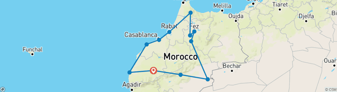 Image d'une carte montrant l'itinéraire du circuit