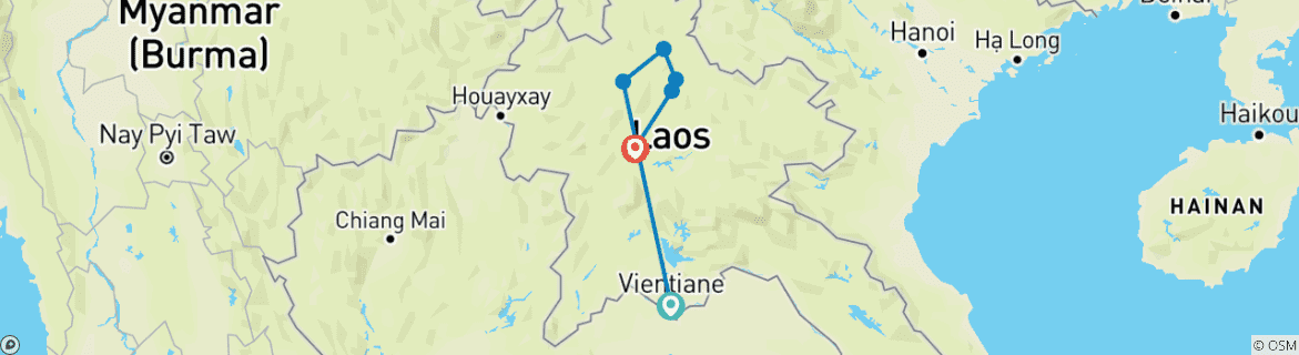 Image d'une carte montrant l'itinéraire du circuit