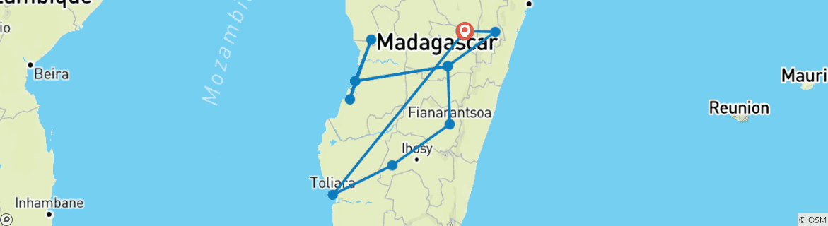 Image d'une carte montrant l'itinéraire du circuit