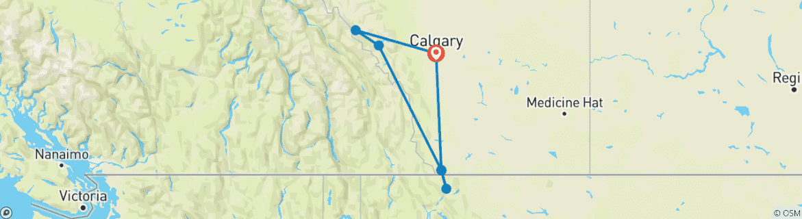Image d'une carte montrant l'itinéraire du circuit