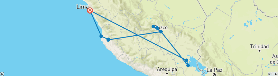 Image d'une carte montrant l'itinéraire du circuit