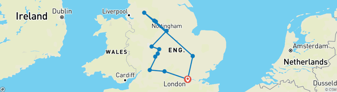 Image d'une carte montrant l'itinéraire du circuit