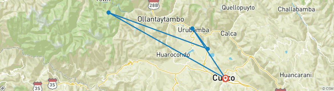 Image d'une carte montrant l'itinéraire du circuit