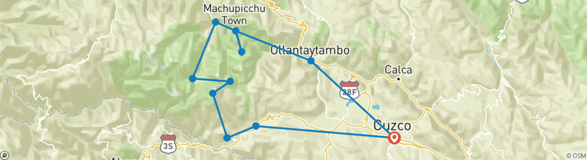 Image d'une carte montrant l'itinéraire du circuit