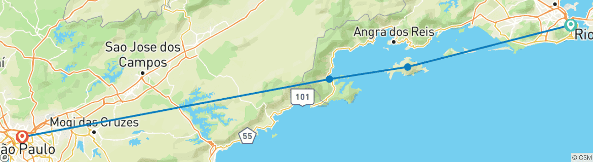 Image d'une carte montrant l'itinéraire du circuit