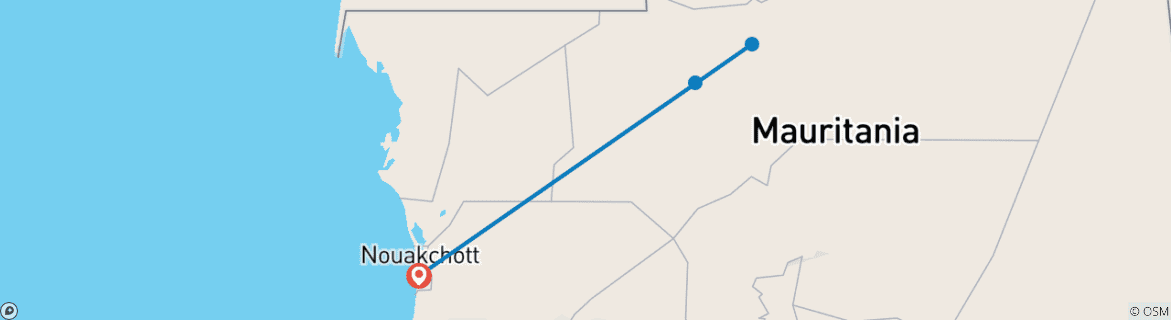Image d'une carte montrant l'itinéraire du circuit