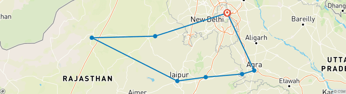 Image d'une carte montrant l'itinéraire du circuit