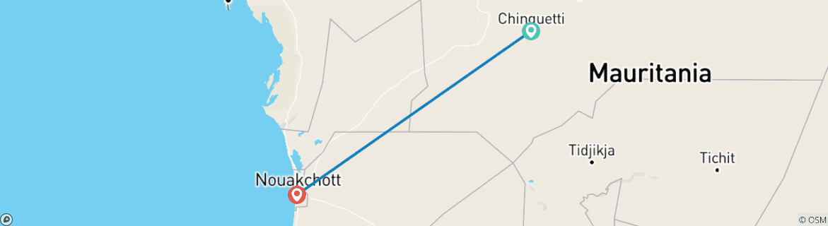 Foto van een kaart met de route van de rondreis