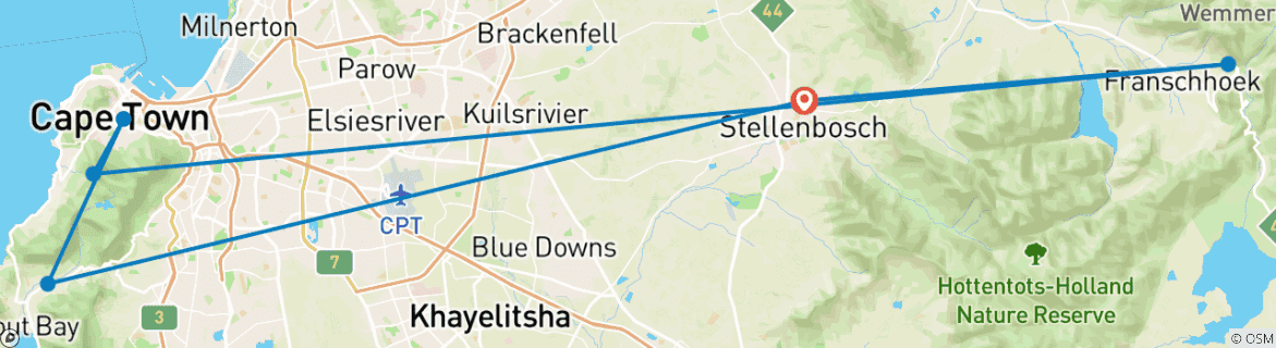 Image d'une carte montrant l'itinéraire du circuit