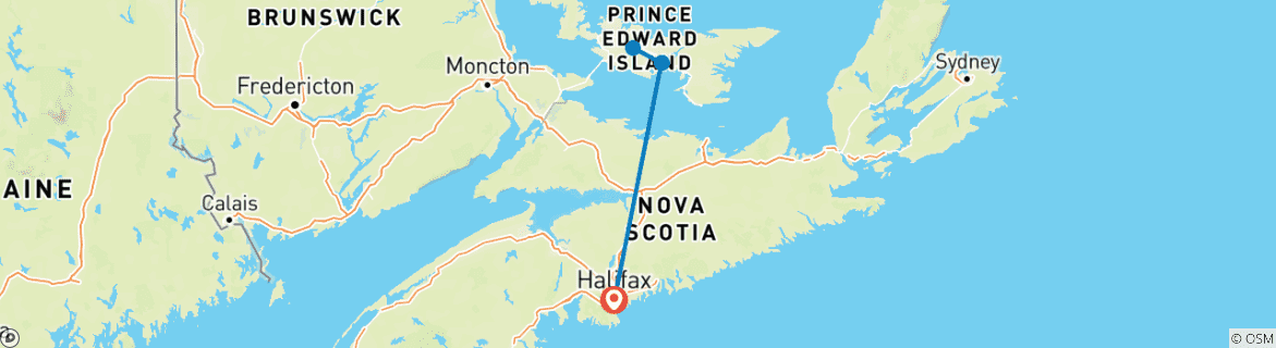 Image d'une carte montrant l'itinéraire du circuit