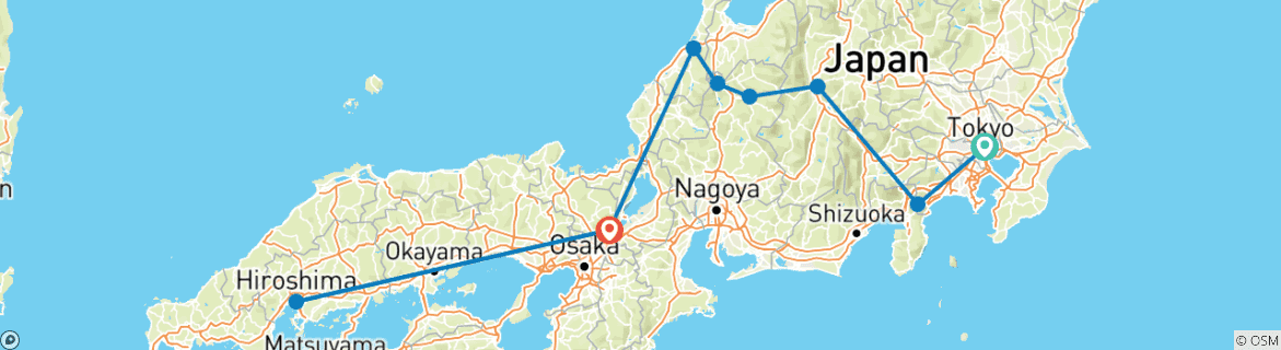 Image d'une carte montrant l'itinéraire du circuit